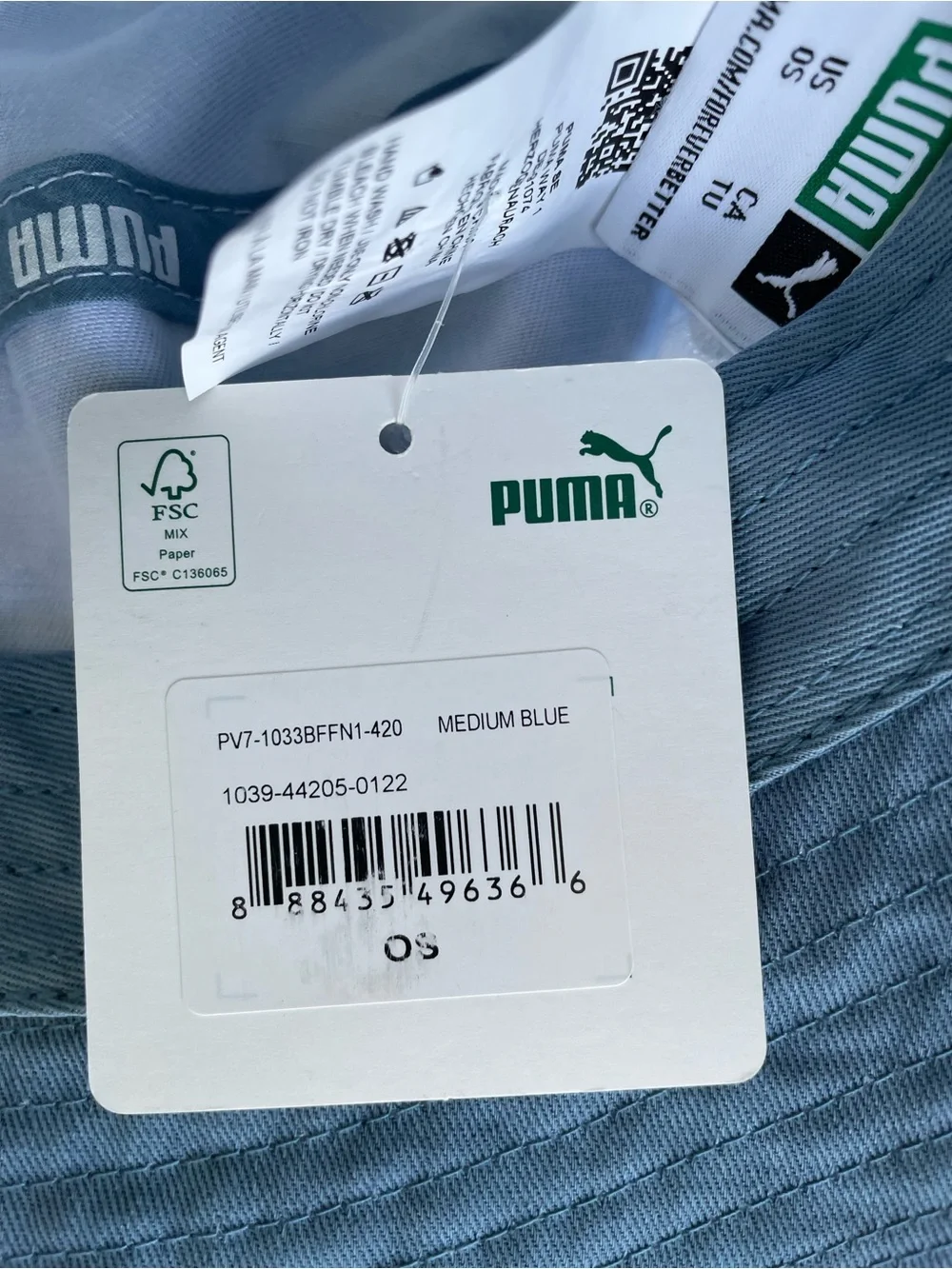 PUMA Women Blue Tie-Dye Bucket Hat with Neon Logo OS NWT